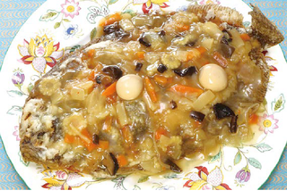 ガンゾウビラメの空揚げ中華丼あんかけ