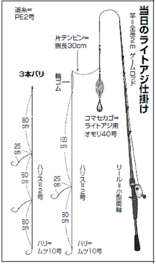 当日のライトアジ仕掛け