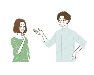 会話する男女のイラスト