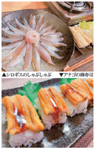 シロギスのしゃぶしゃぶ・あなごの棒寿司