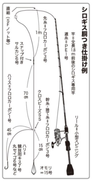 シロギス胴付き仕掛け例