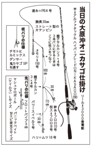 当日の大原沖のオニカサゴ仕掛け