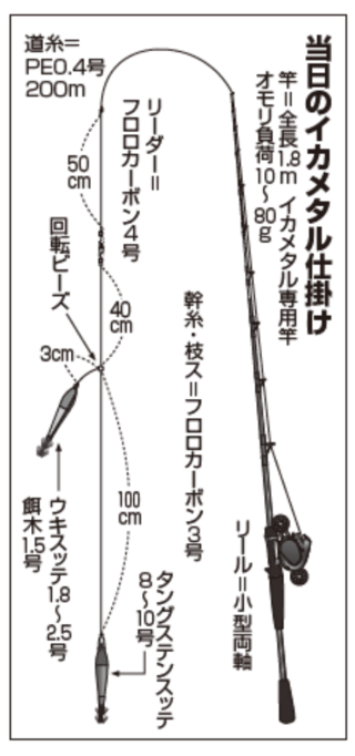 当日のイカメタル仕掛け