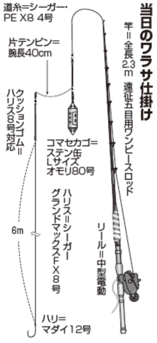 当日のワラサ仕掛け