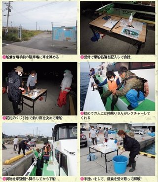 受付から下船までの写真