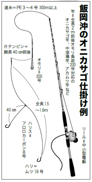 飯岡沖のオニカサゴ仕掛け例