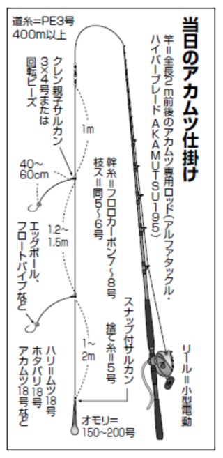 当日のアカムツ仕掛け