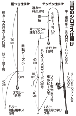 当日のシロギス仕掛け