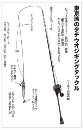 東京湾のタチウオジギングタックル