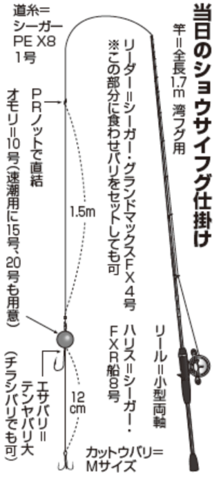 当日のショウサイフグ仕掛け