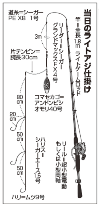 当日のライトアジ仕掛け