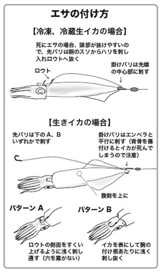 エサの付け方の図