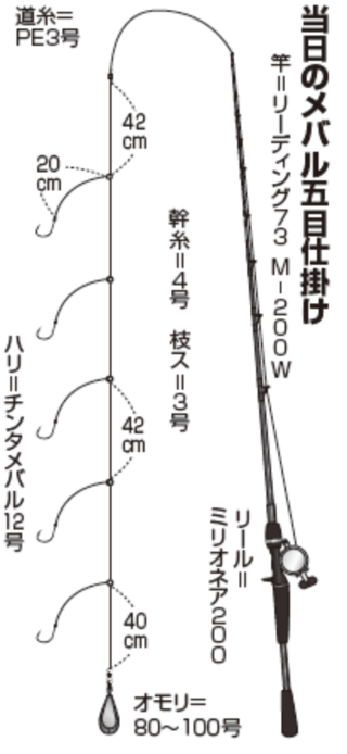 当日のメバル五目仕掛け