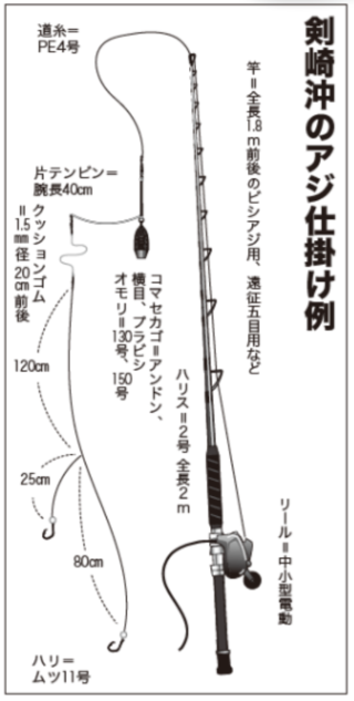 剣崎沖のアジ仕掛け例