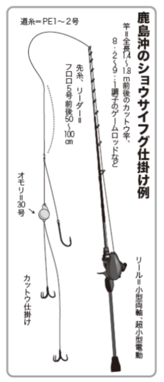 鹿島沖のショウサイフグ仕掛け例