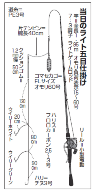 当日のライト五目仕掛け