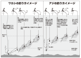 ワカシの釣り方イメージ／アジの釣り方イメージ