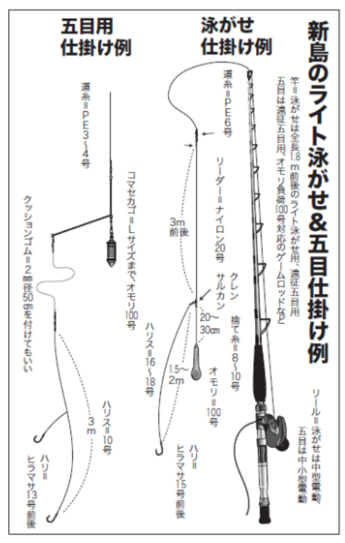 新島のライト泳がせ＆五目仕掛け例