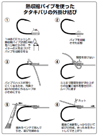 熱収縮パイプを使ったタタキバリの外掛け結び