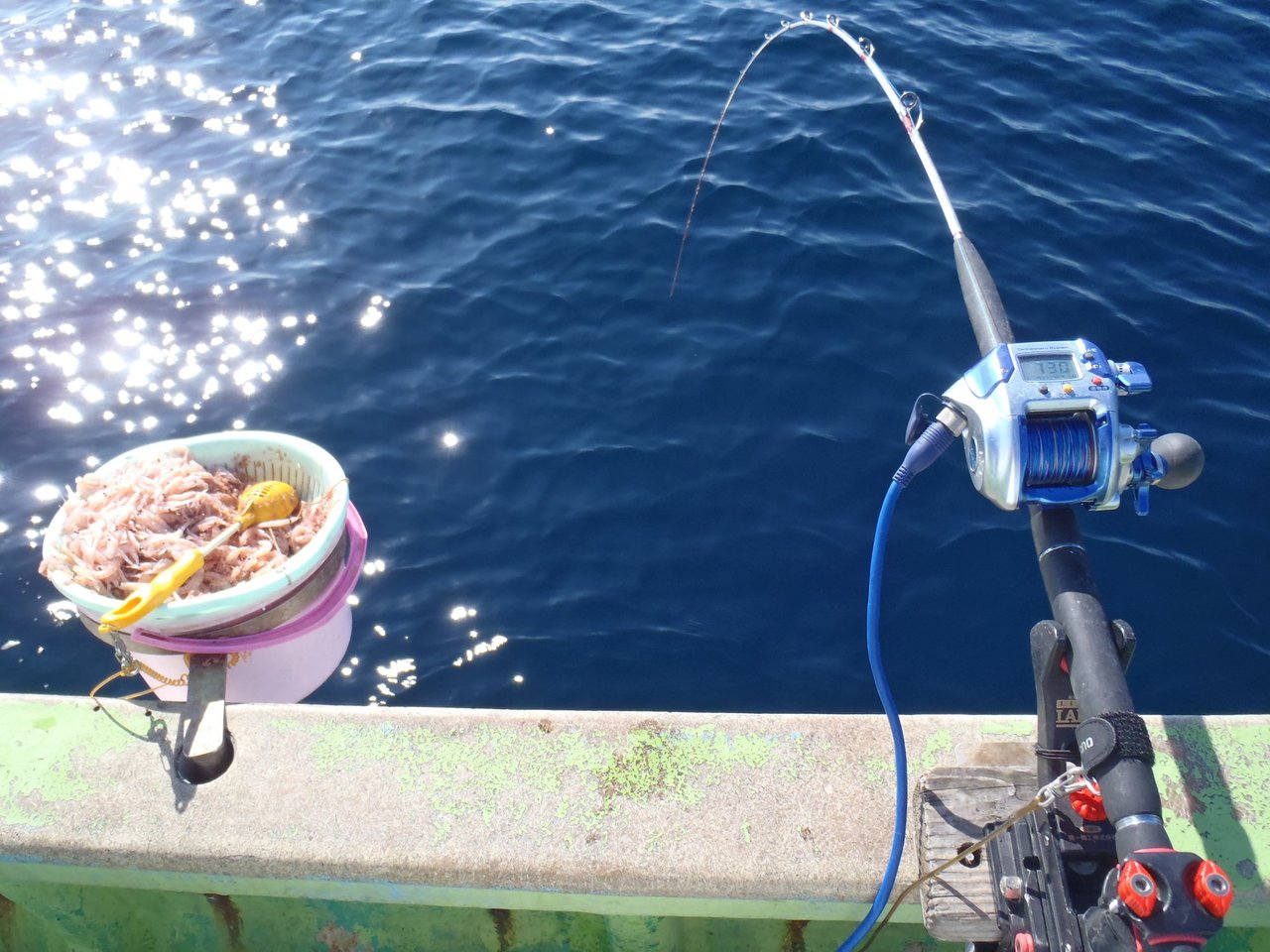 マキエと釣り竿の写真