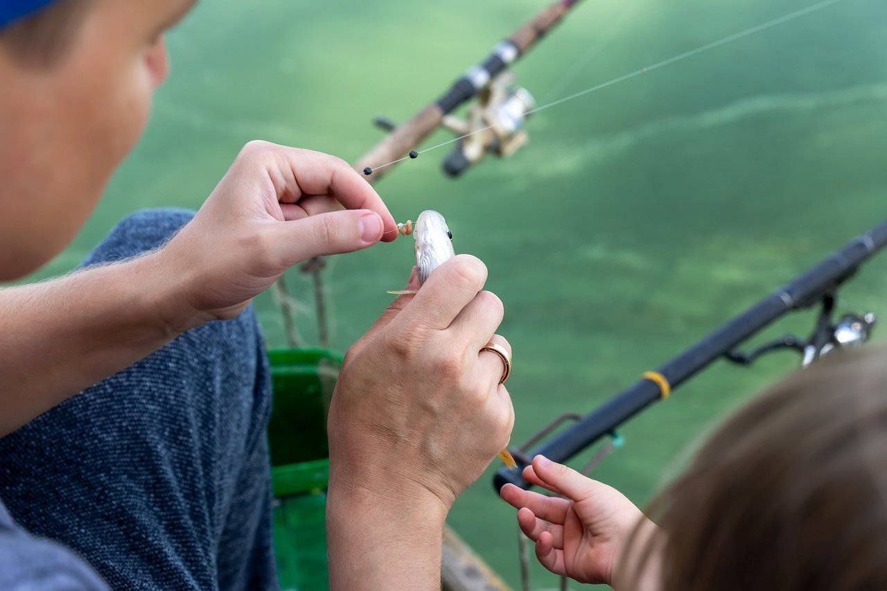 エサをつける手元の写真