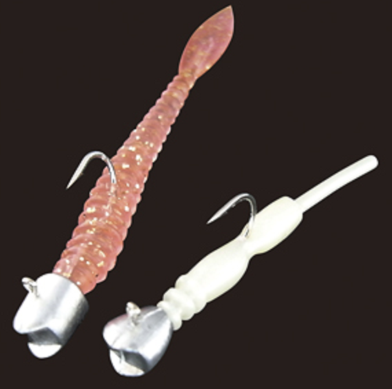 ジグヘッドとワームのアップ写真