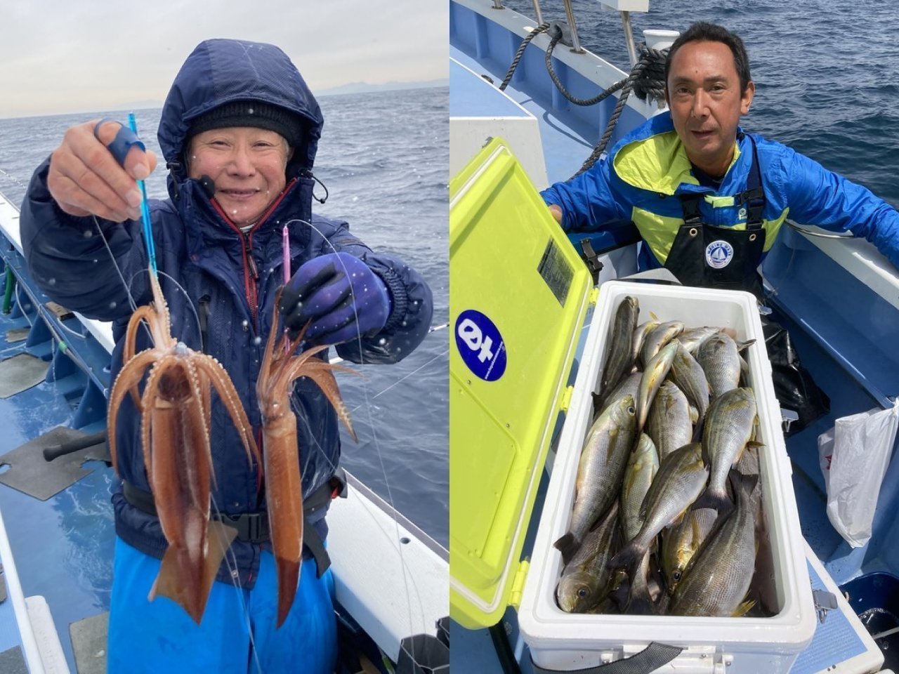 早川丸でパラソル級ヤリイカ大量ゲット！梅雨イサキの爆釣も実現！熱血
