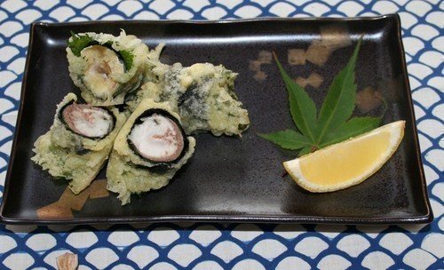 アジの梅肉挟み揚げの写真