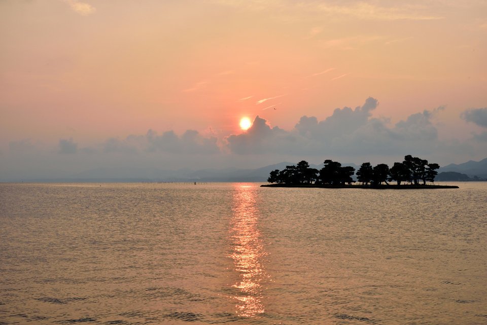 宍道湖　夕焼け　写真