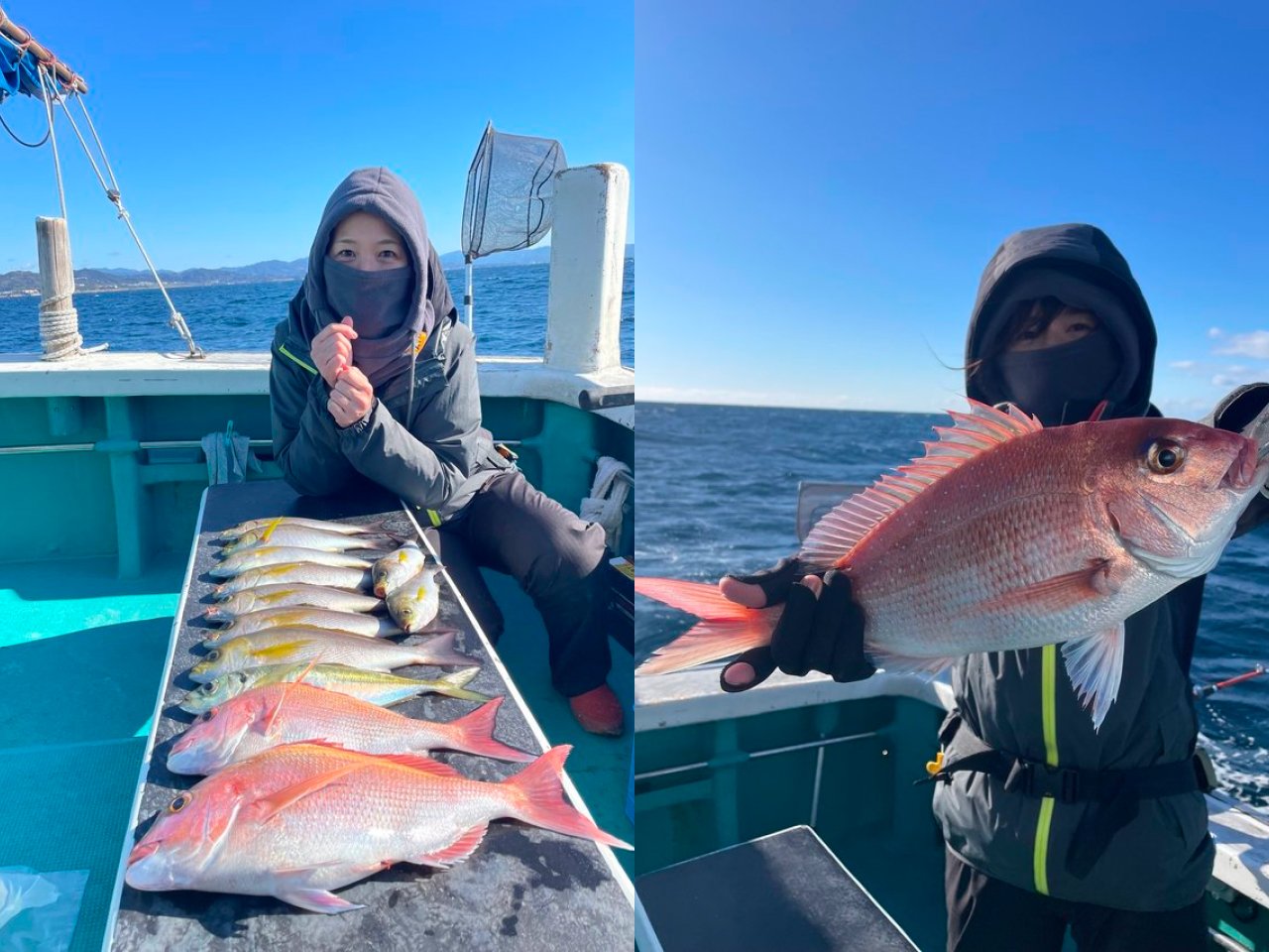 【釣果速報】和歌山県良栄丸で43cmの良型マダイゲット！イサギも交じり豪華なお土産に！冬の釣行ならこの船に決まり！