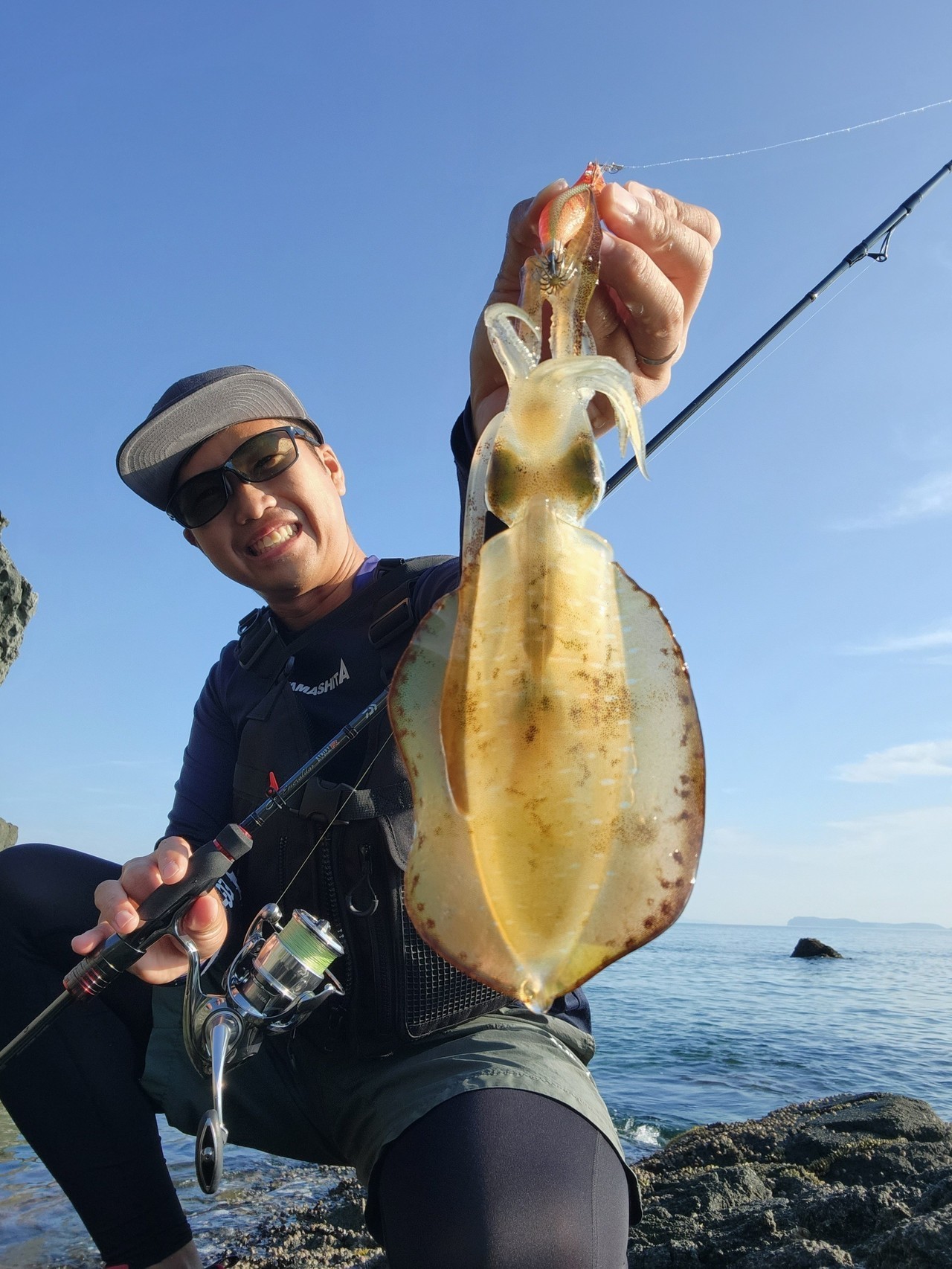 エントリーしやすい磯場でキャッチしたアオリイカ