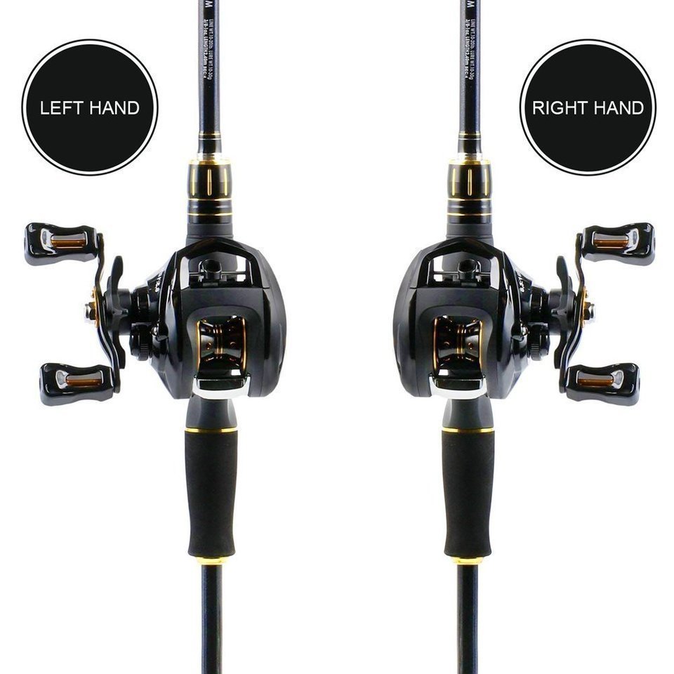 左ハンドルと右ハンドルのベイトリールの写真