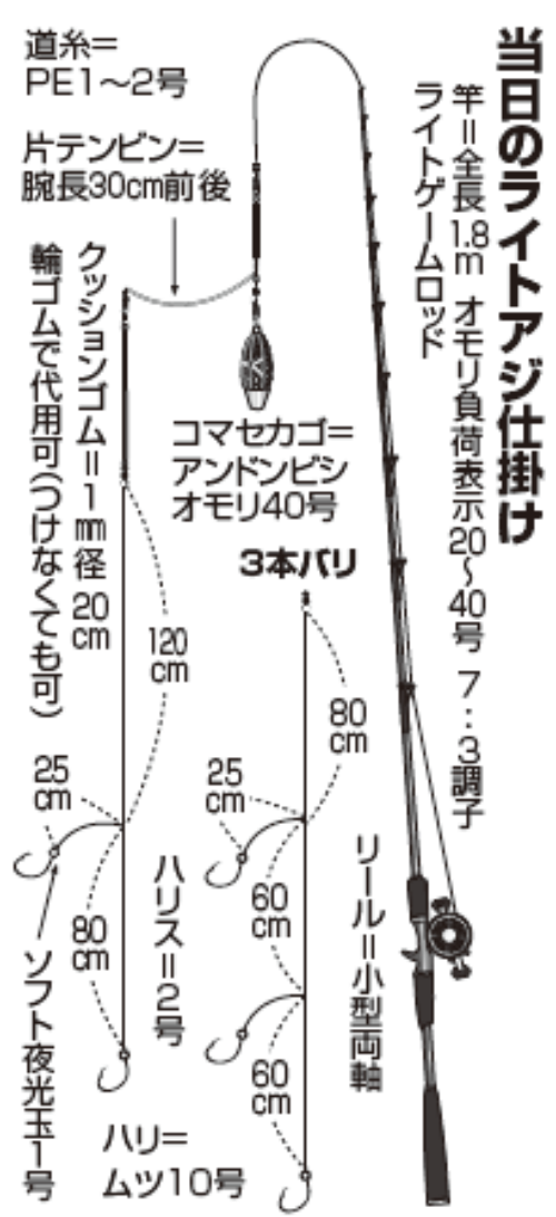 当日のライトアジ仕掛け