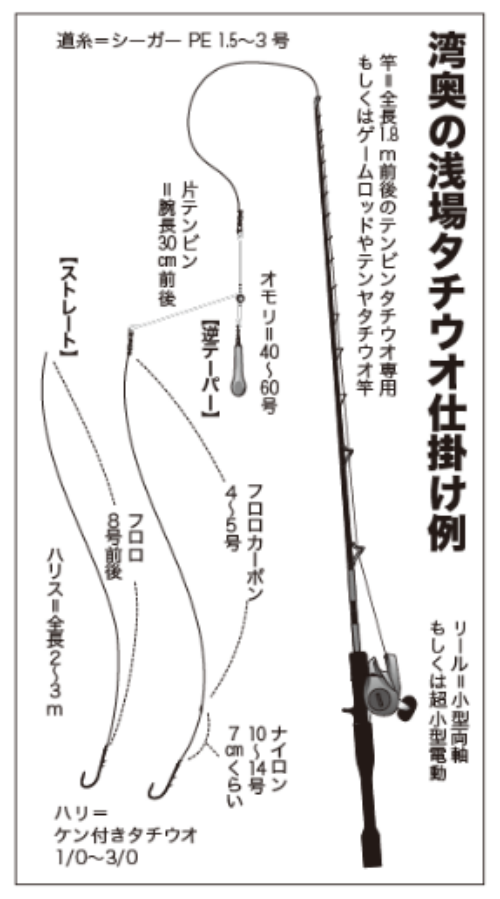 湾奥の浅場タチウオ仕掛け例