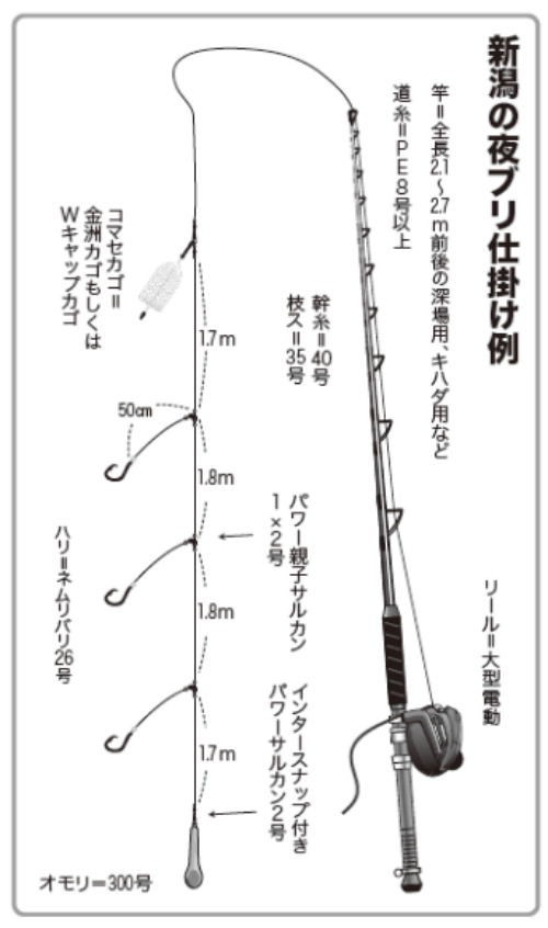 新潟の夜ブリ仕掛け例