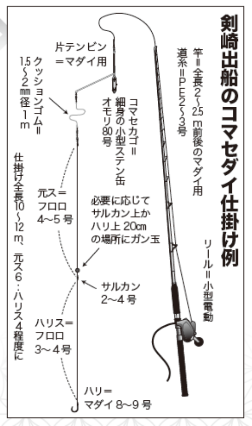 剣崎出船のコマセダイ仕掛け例