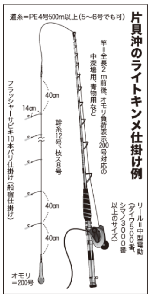 片貝沖のライトキンメ仕掛け例