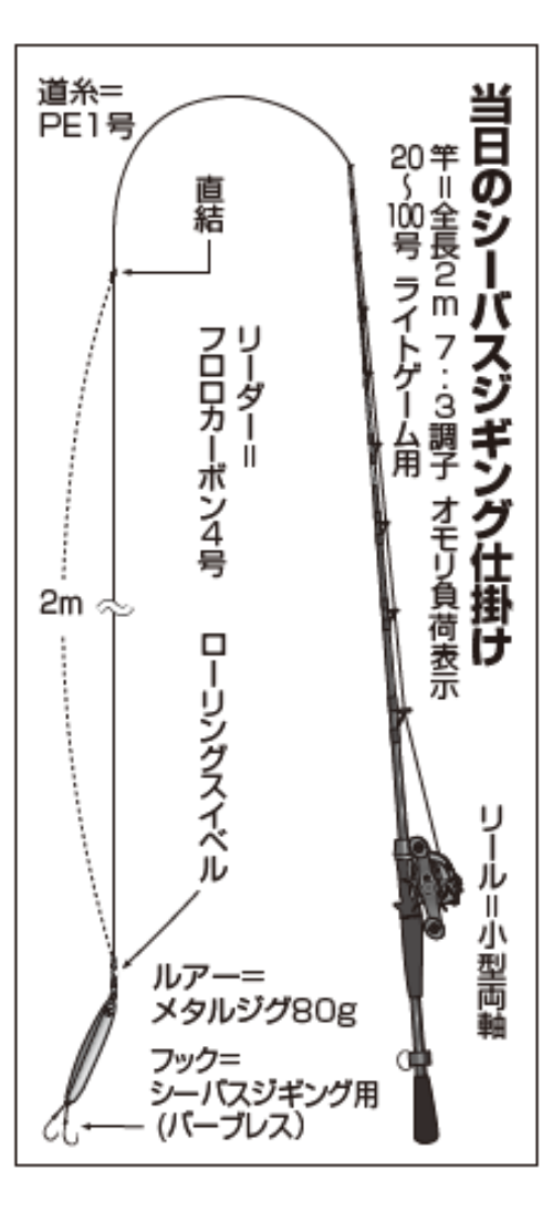 当日のシーバスジギング仕掛け