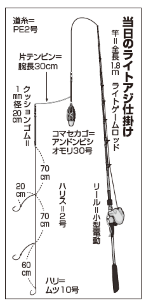 当日のライトアジ仕掛け