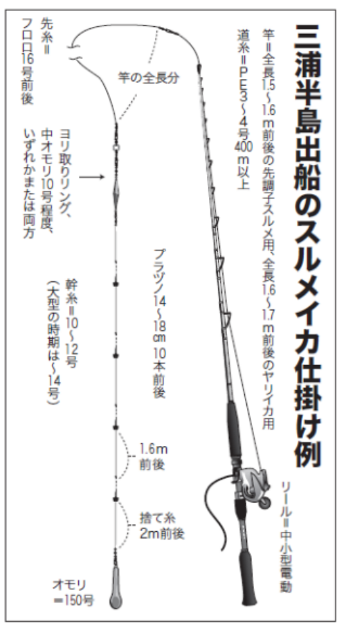 三浦半島出船のスルメイカ仕掛け例