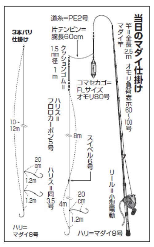 当日のマダイ仕掛け