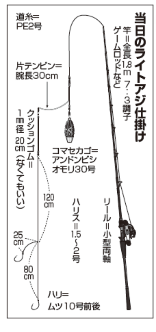 当日のライトアジ仕掛け