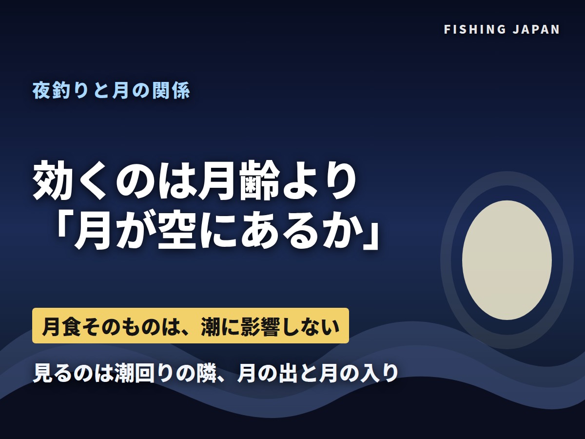 夜釣りで効くのは月齢より月の出入りであることを示した図