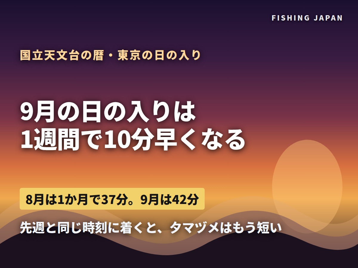 9月の日の入りは1週間で10分早くなる 国立天文台の暦