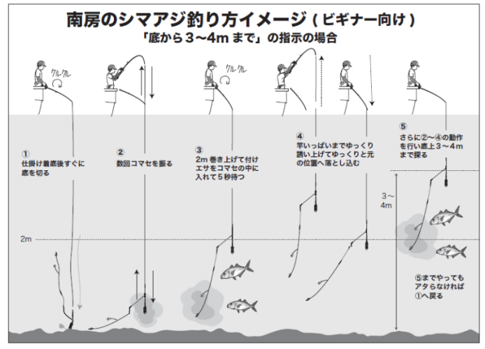 南房のシマアジ釣り方イメージ(ビギナー向け)