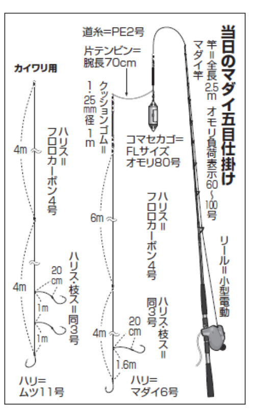 当日のマダイ五目仕掛け