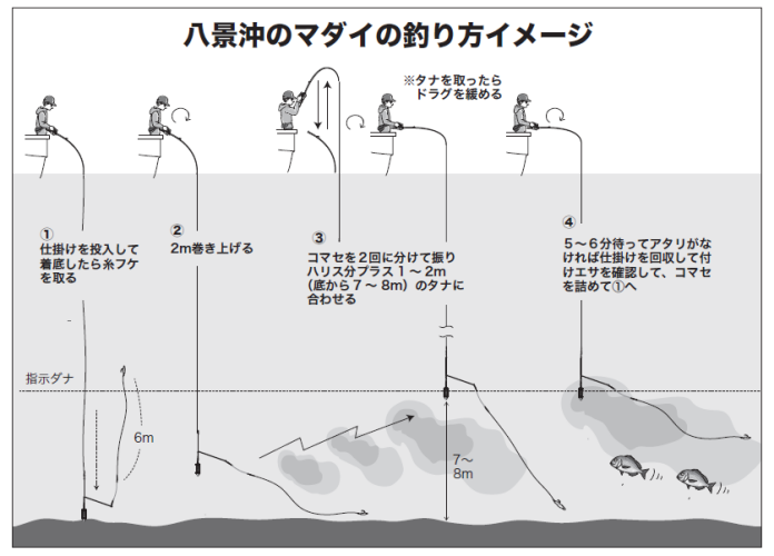 八景沖のマダイの釣り方イメージ