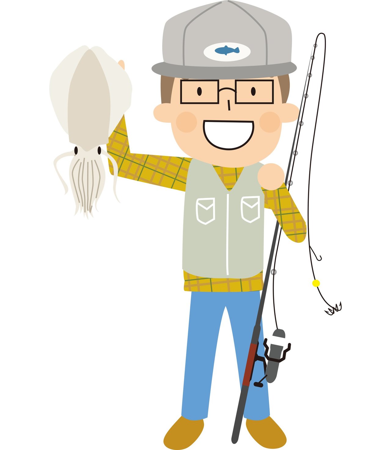 釣り人　男性　アオリイカ　写真