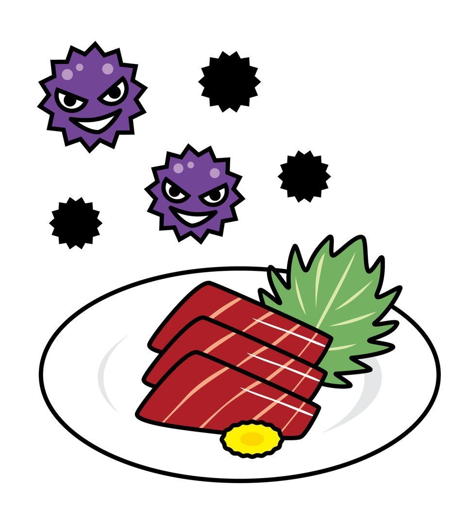刺身と食中毒のイラスト
