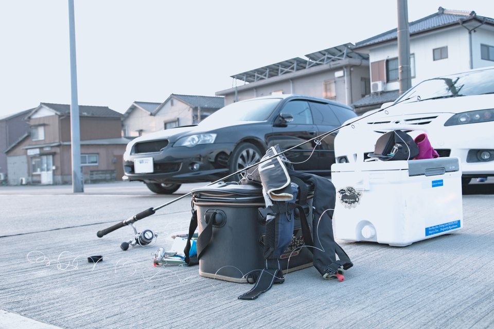 ロッド　ルアー　クーラーボックス　写真